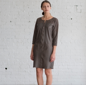 HUMANOID 100% Sheep Skin & Goat‎ Suede Pocketed Dress Women's S NWOT Condition